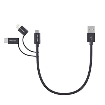 SmarTone Online Store First Champion 3in1 Micro USB Cable With Lightning & Type C Adaptor 30cm