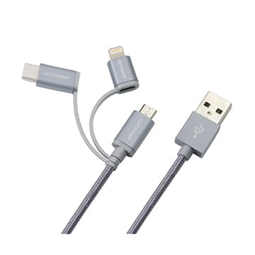 SmarTone Online Store First Champion 3in1 Micro USB Cable With Lightning & Type C Adaptor 1m