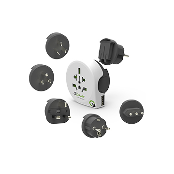 SmarTone Online Store Q2 Power QPlux World 5in1 USB Earthed Word Adapter & USB Charger