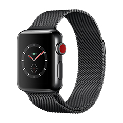 SmarTone Online Store Apple Watch Series 3 (38mm)(GPS + Cellular) Space Black Stainless Steel Case with Space Black Milanese Loop